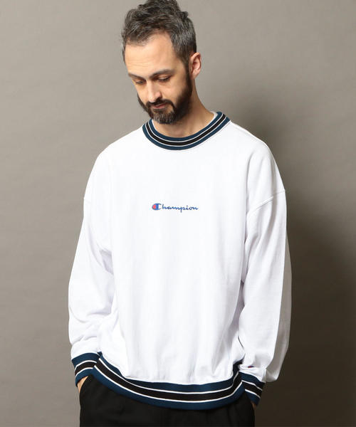 Champion（チャンピオン）の「【別注】 ＜CHAMPION(チャンピオン）＞ REVERSE WEAVE LINE L/S TEE/Tシャツ<br> ◆（Tシャツ/カットソー・メンズ・ホワイト/ライトグレー/ブラック/ネイビー・MEDIUM/LARGE/SMALL/X-LARGE）」の14枚目の写真