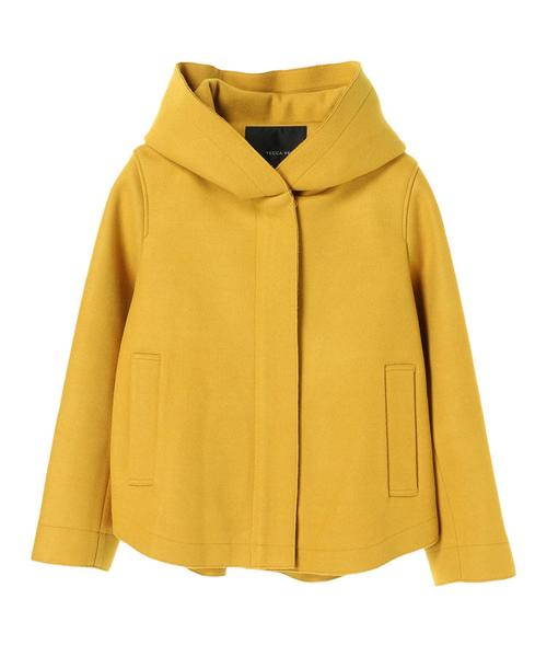 YECCA VECCA(イェッカヴェッカ)の「ストレッチメルトンフーディーコート(ピーコート・レディース・ネイビー/ブラウン/イエロー・FREE)」の9枚目の写真