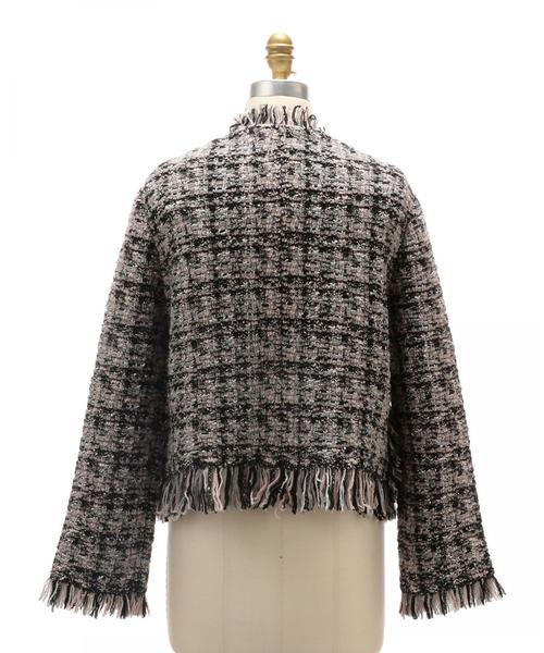 Drawer（ドゥロワー）の「Drawer フリンジ ツィードジャケット