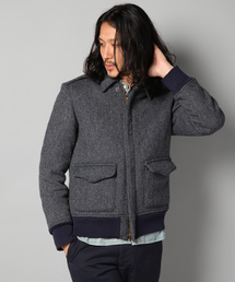 Denime(ドゥニーム) HEAVY TWEED FLIGHT JACKET A-2型 ウールツイード フライトジャケット メンズ JPN：L 【中古】【ブランド古着バズストア】 Denime（ドゥニーム）の「HEAVY TWEED FLIGHT JACKET（ミリタリー