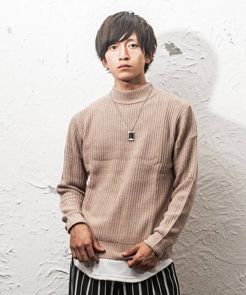 MinoriTY（マイノリティ）の「7G片畦ルーズシルエットモックネックニット（ニット/セーター・メンズ・ネイビー/ブラック/ベージュ/オレンジ/ワイン/グレー/ホワイト/ブラウン・L/M）」の6枚目の写真