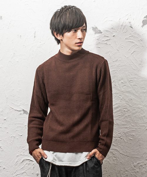 MinoriTY（マイノリティ）の「7G片畦ルーズシルエットモックネックニット（ニット/セーター・メンズ・ネイビー/ブラック/ベージュ/オレンジ/ワイン/グレー/ホワイト/ブラウン・L/M）」の5枚目の写真