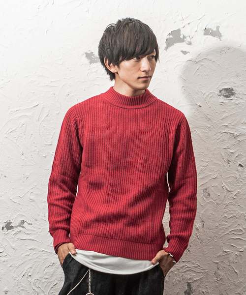 MinoriTY（マイノリティ）の「7G片畦ルーズシルエットモックネックニット（ニット/セーター・メンズ・ネイビー/ブラック/ベージュ/オレンジ/ワイン/グレー/ホワイト/ブラウン・L/M）」の8枚目の写真