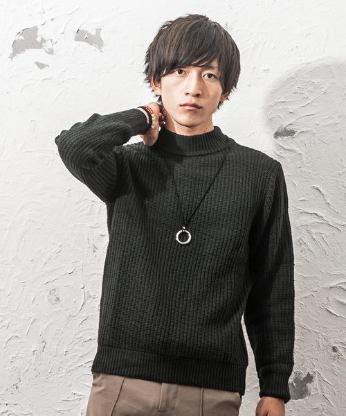 MinoriTY（マイノリティ）の「7G片畦ルーズシルエットモックネックニット（ニット/セーター・メンズ・ネイビー/ブラック/ベージュ/オレンジ/ワイン/グレー/ホワイト/ブラウン・L/M）」の3枚目の写真