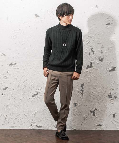 MinoriTY（マイノリティ）の「7G片畦ルーズシルエットモックネックニット（ニット/セーター・メンズ・ネイビー/ブラック/ベージュ/オレンジ/ワイン/グレー/ホワイト/ブラウン・L/M）」の10枚目の写真