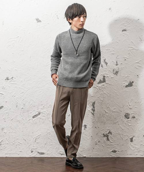 MinoriTY（マイノリティ）の「7G片畦ルーズシルエットモックネックニット（ニット/セーター・メンズ・ネイビー/ブラック/ベージュ/オレンジ/ワイン/グレー/ホワイト/ブラウン・L/M）」の11枚目の写真