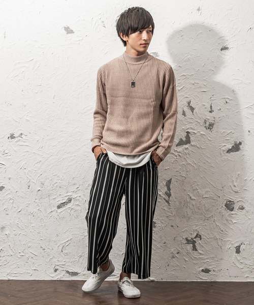 MinoriTY（マイノリティ）の「7G片畦ルーズシルエットモックネックニット（ニット/セーター・メンズ・ネイビー/ブラック/ベージュ/オレンジ/ワイン/グレー/ホワイト/ブラウン・L/M）」の13枚目の写真