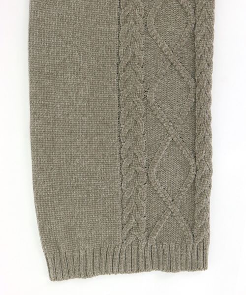 fran de lingerie（フランデランジェリー）の「teddy knit テディニット ケーブル編みロングパンツ（ルームウェア/パジャマ・レディース・モカ/オフホワイト/ピンク・M-L）」の12枚目の写真