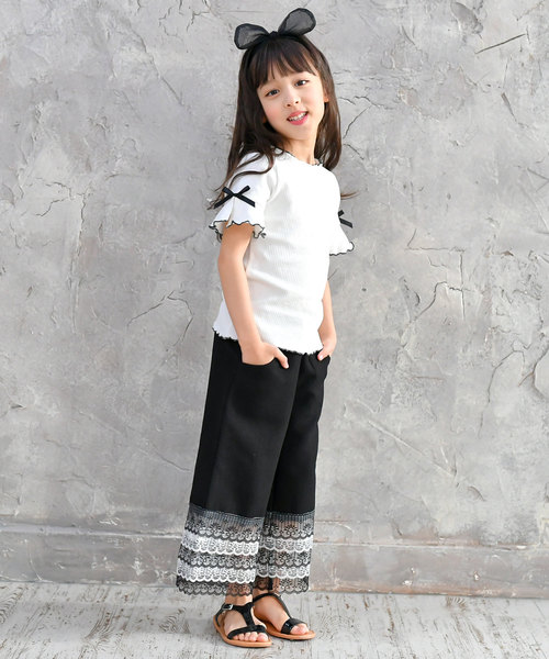 Bee des Bee（ビーデスビー）の「リブ地 半袖トップス（Tシャツ/カットソー・キッズ・イエロー/ホワイト/ブラック/ピンク/ミント/ブラウン/ネイビー/サックスブルー/ブラック系その他/ラベンダー/ライトグレー/アイボリー/ブラウン系その他/レッド系/パープル・100cm/110cm/120cm/130cm/140cm/150cm）」の21枚目の写真