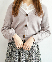 PairPair | 袖透かし編みVネックカーディガン(カーディガン/ボレロ)