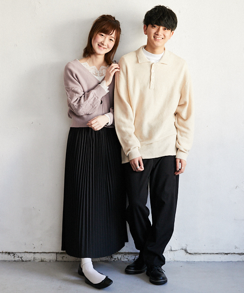 PairPair（ペアペア）の「袖透かし編みVネックカーディガン（カーディガン/ボレロ・レディース・ラベンダー/ライトベージュ・FREE）」の14枚目の写真