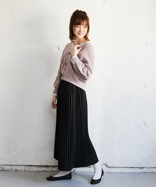 PairPair（ペアペア）の「袖透かし編みVネックカーディガン（カーディガン/ボレロ・レディース・ラベンダー/ライトベージュ・FREE）」の10枚目の写真