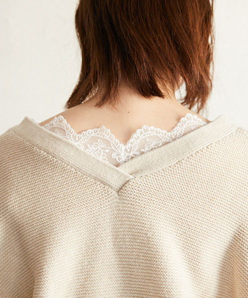PairPair（ペアペア）の「袖透かし編みVネックカーディガン（カーディガン/ボレロ・レディース・ラベンダー/ライトベージュ・FREE）」の11枚目の写真