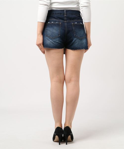 ENVYM（アンビー）の「ハードダメージＦＡＫＥ ＳＫ ＳＰＴ（デニムパンツ・レディース・ネイビー・S/M）」の2枚目の写真