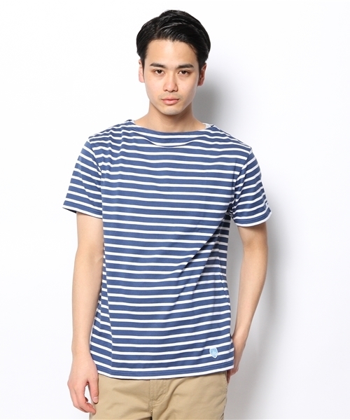 fennica Men's(フェニカメンズ)の「ORCIVAL / ショートスリーブボーダーバスクシャツ(Tシャツ/カットソー・メンズ・ワイン/インディゴブルー・3/4)」の3枚目の写真