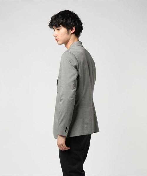 SOLIDO（ソリード）の「SOLIDO (ソリード) コットンマナードジャケット TRONCHESE MSL19A434（テーラードジャケット・メンズ・ライトグレー/チャコールグレー・2/1/3/4）」の3枚目の写真