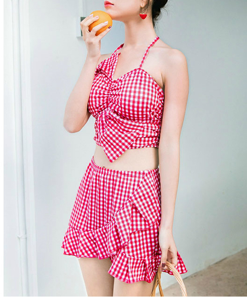 セール ギンガムチェック柄ノンワイヤータンキニ水着 水着 Styleblock スタイルブロック のファッション通販 Zozotown