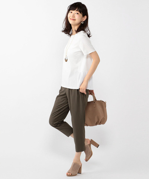 A/C DESIGN BY ALPHA CUBIC（エーシーデザインバイアルファキュービック）の「【COOLER TOUCHシリーズ】裾切替プルオーバー（Tシャツ/カットソー・レディース・ブラック/ホワイト/ブラウン・L size/M size）」の10枚目の写真