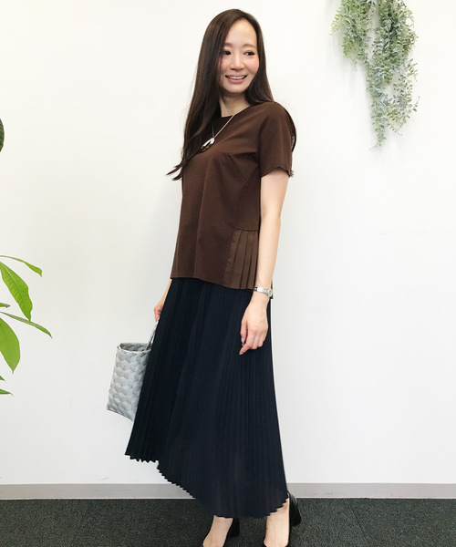 A/C DESIGN BY ALPHA CUBIC（エーシーデザインバイアルファキュービック）の「【COOLER TOUCHシリーズ】裾切替プルオーバー（Tシャツ/カットソー・レディース・ブラック/ホワイト/ブラウン・L size/M size）」の16枚目の写真