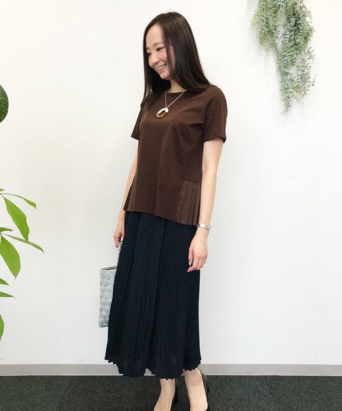 A/C DESIGN BY ALPHA CUBIC（エーシーデザインバイアルファキュービック）の「【COOLER TOUCHシリーズ】裾切替プルオーバー（Tシャツ/カットソー・レディース・ブラック/ホワイト/ブラウン・L size/M size）」の14枚目の写真