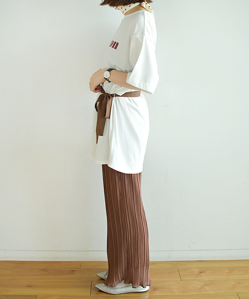 PairPair（ペアペア）の「リボンベルト付きロゴチュニック（Tシャツ/カットソー・レディース・ベージュ/オフホワイト/モカ・FREE）」の8枚目の写真