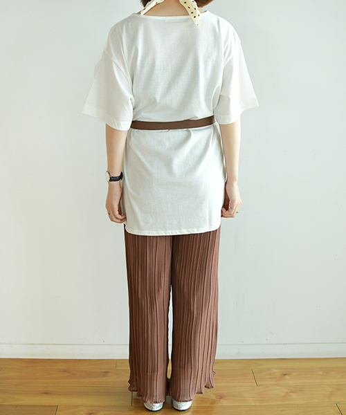 PairPair（ペアペア）の「リボンベルト付きロゴチュニック（Tシャツ/カットソー・レディース・ベージュ/オフホワイト/モカ・FREE）」の9枚目の写真