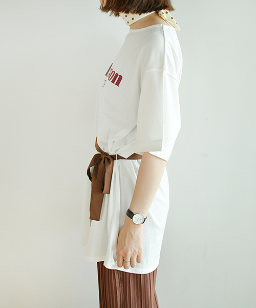 PairPair（ペアペア）の「リボンベルト付きロゴチュニック（Tシャツ/カットソー・レディース・ベージュ/オフホワイト/モカ・FREE）」の11枚目の写真