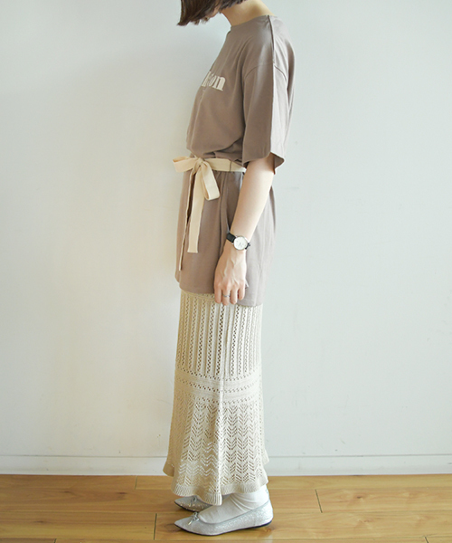 PairPair（ペアペア）の「リボンベルト付きロゴチュニック（Tシャツ/カットソー・レディース・ベージュ/オフホワイト/モカ・FREE）」の13枚目の写真