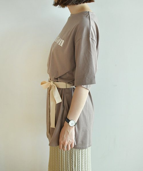 PairPair（ペアペア）の「リボンベルト付きロゴチュニック（Tシャツ/カットソー・レディース・ベージュ/オフホワイト/モカ・FREE）」の16枚目の写真