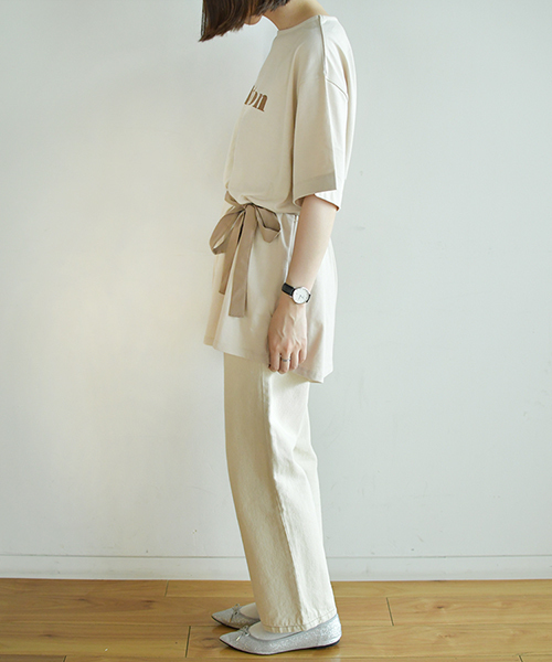 PairPair（ペアペア）の「リボンベルト付きロゴチュニック（Tシャツ/カットソー・レディース・ベージュ/オフホワイト/モカ・FREE）」の19枚目の写真
