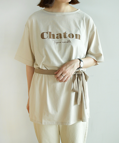PairPair（ペアペア）の「リボンベルト付きロゴチュニック（Tシャツ/カットソー・レディース・ベージュ/オフホワイト/モカ・FREE）」の21枚目の写真