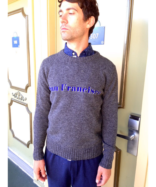 SPACE DANDY（スペースダンディ）の「【melple】　シェットランドウールニット(プリント)（ニット/セーター・メンズ・グレー・SMALL/MEDIUM/LARGE）」の4枚目の写真