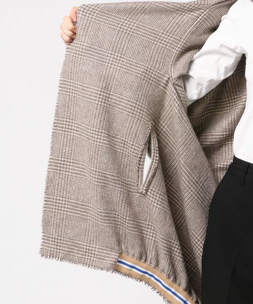 LA COUVERTURE GREY CITY WHT/チェック柄ポンチョ LA COUVERTURE GREY CITY WHT/チェック柄ポンチョ