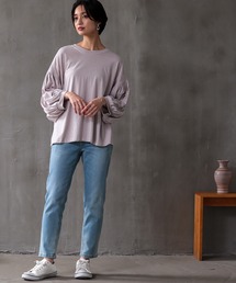 OMNES | 綿麻カット 袖ボリューム七分袖Tシャツ(Tシャツ/カットソー)