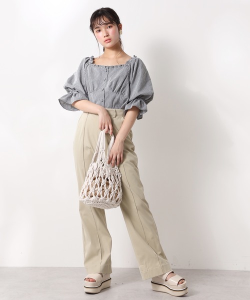 one after another NICE CLAUP(ワンアフターアナザーナイスクラップ)の「袖ボリューム2wayブラウス(シャツ/ブラウス・レディース・オフホワイト/ブラック系その他/ドット/チェック・FREE)」の8枚目の写真