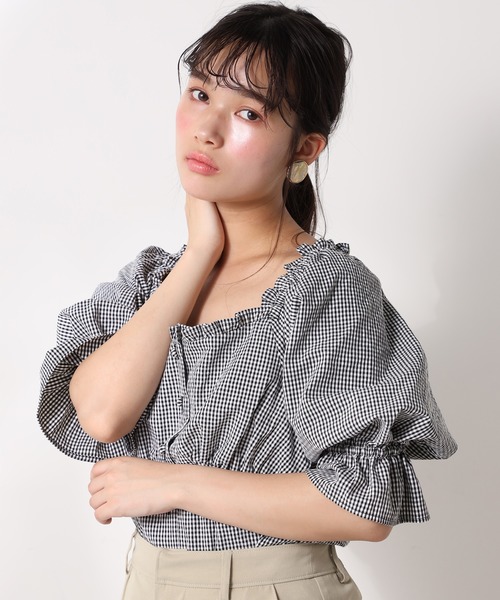 one after another NICE CLAUP(ワンアフターアナザーナイスクラップ)の「袖ボリューム2wayブラウス(シャツ/ブラウス・レディース・オフホワイト/ブラック系その他/ドット/チェック・FREE)」の17枚目の写真