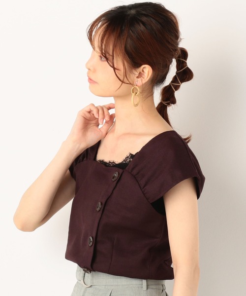 archives（アルシーヴ）の「アシメ釦ギャザーブラウス（シャツ/ブラウス・レディース・チャコールグレー/ダークブラウン/イエロー/アイボリー・MEDIUM）」の20枚目の写真