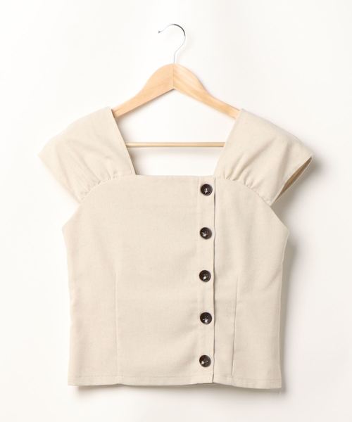 archives（アルシーヴ）の「アシメ釦ギャザーブラウス（シャツ/ブラウス・レディース・チャコールグレー/ダークブラウン/イエロー/アイボリー・MEDIUM）」の9枚目の写真