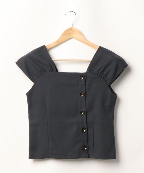 archives（アルシーヴ）の「アシメ釦ギャザーブラウス（シャツ/ブラウス・レディース・チャコールグレー/ダークブラウン/イエロー/アイボリー・MEDIUM）」の7枚目の写真