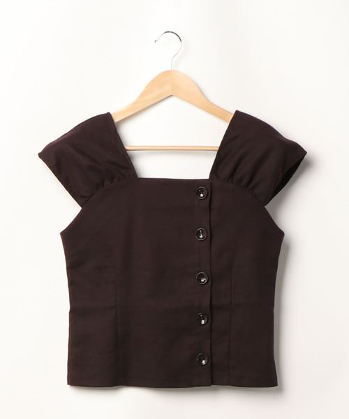 archives（アルシーヴ）の「アシメ釦ギャザーブラウス（シャツ/ブラウス・レディース・チャコールグレー/ダークブラウン/イエロー/アイボリー・MEDIUM）」の6枚目の写真