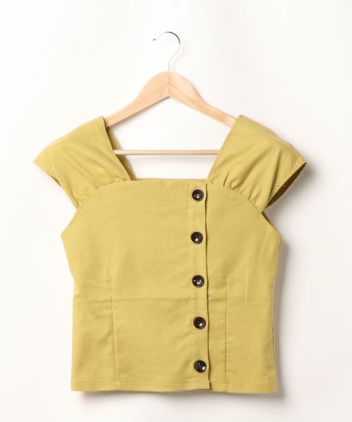 archives（アルシーヴ）の「アシメ釦ギャザーブラウス（シャツ/ブラウス・レディース・チャコールグレー/ダークブラウン/イエロー/アイボリー・MEDIUM）」の8枚目の写真