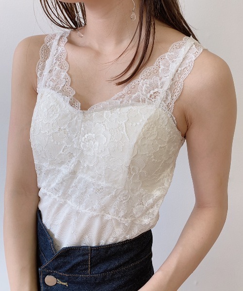 VANNIE U（ヴァニーユー）の「カップ付きレースインナー（キャミソール・レディース・ホワイト/ブラック/ベージュ・FREE）」の11枚目の写真