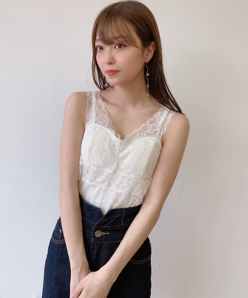 VANNIE U（ヴァニーユー）の「カップ付きレースインナー（キャミソール・レディース・ホワイト/ブラック/ベージュ・FREE）」の18枚目の写真