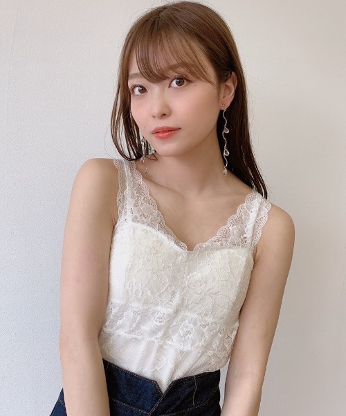 VANNIE U（ヴァニーユー）の「カップ付きレースインナー（キャミソール・レディース・ホワイト/ブラック/ベージュ・FREE）」の9枚目の写真