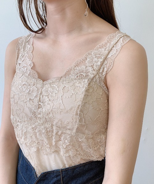 VANNIE U（ヴァニーユー）の「カップ付きレースインナー（キャミソール・レディース・ホワイト/ブラック/ベージュ・FREE）」の16枚目の写真