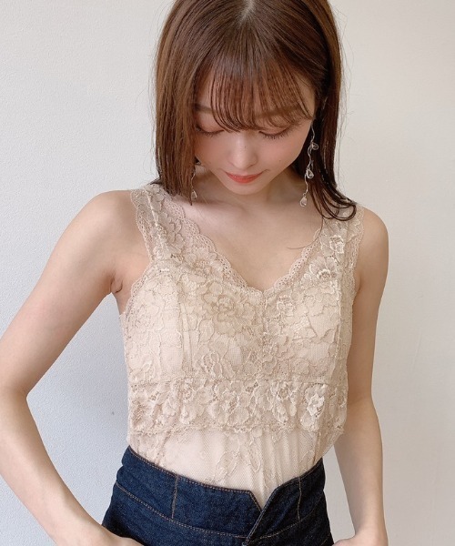 VANNIE U（ヴァニーユー）の「カップ付きレースインナー（キャミソール・レディース・ホワイト/ブラック/ベージュ・FREE）」の15枚目の写真
