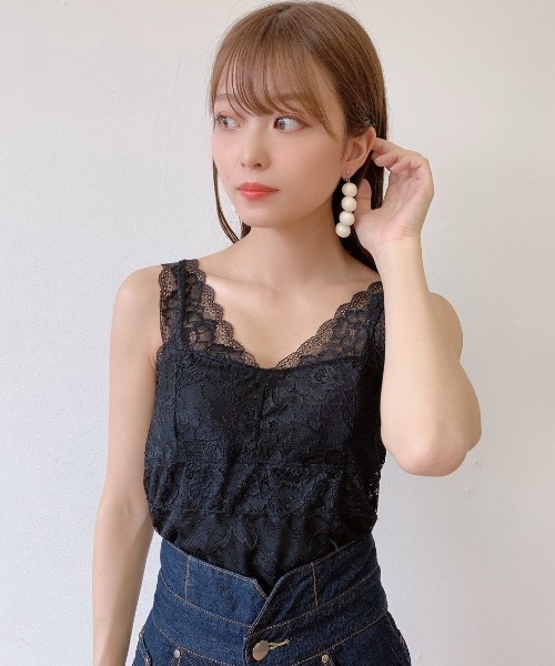 VANNIE U（ヴァニーユー）の「カップ付きレースインナー（キャミソール・レディース・ホワイト/ブラック/ベージュ・FREE）」の10枚目の写真