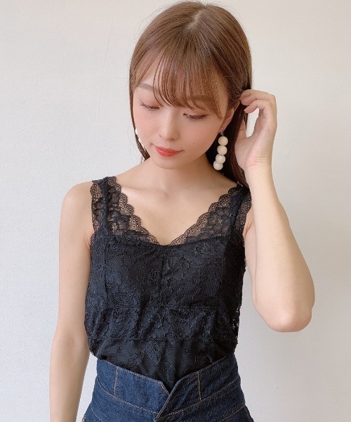 VANNIE U（ヴァニーユー）の「カップ付きレースインナー（キャミソール・レディース・ホワイト/ブラック/ベージュ・FREE）」の5枚目の写真