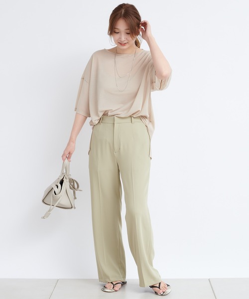 DouDou（ドゥドゥ）の「Wサテンストレートセンプレパンツ（その他パンツ・レディース・ブラック/ピンク/グリーン系その他・38/36）」の4枚目の写真