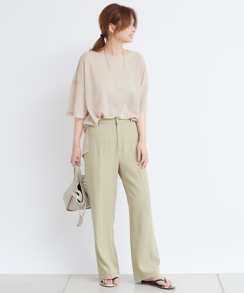 DouDou（ドゥドゥ）の「Wサテンストレートセンプレパンツ（その他パンツ・レディース・ブラック/ピンク/グリーン系その他・38/36）」の15枚目の写真